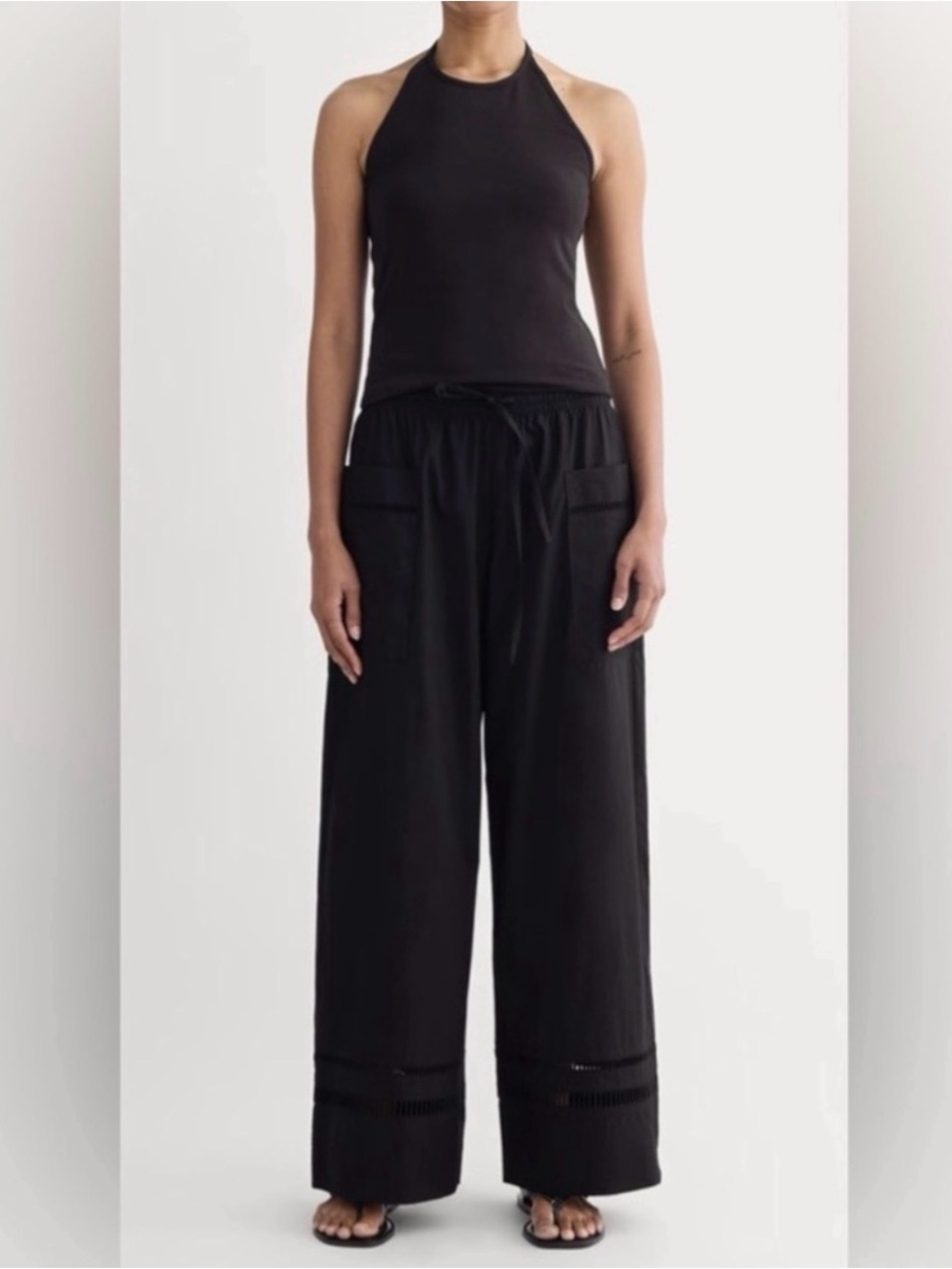 Everlane Black Lace Trim Cutout Pant